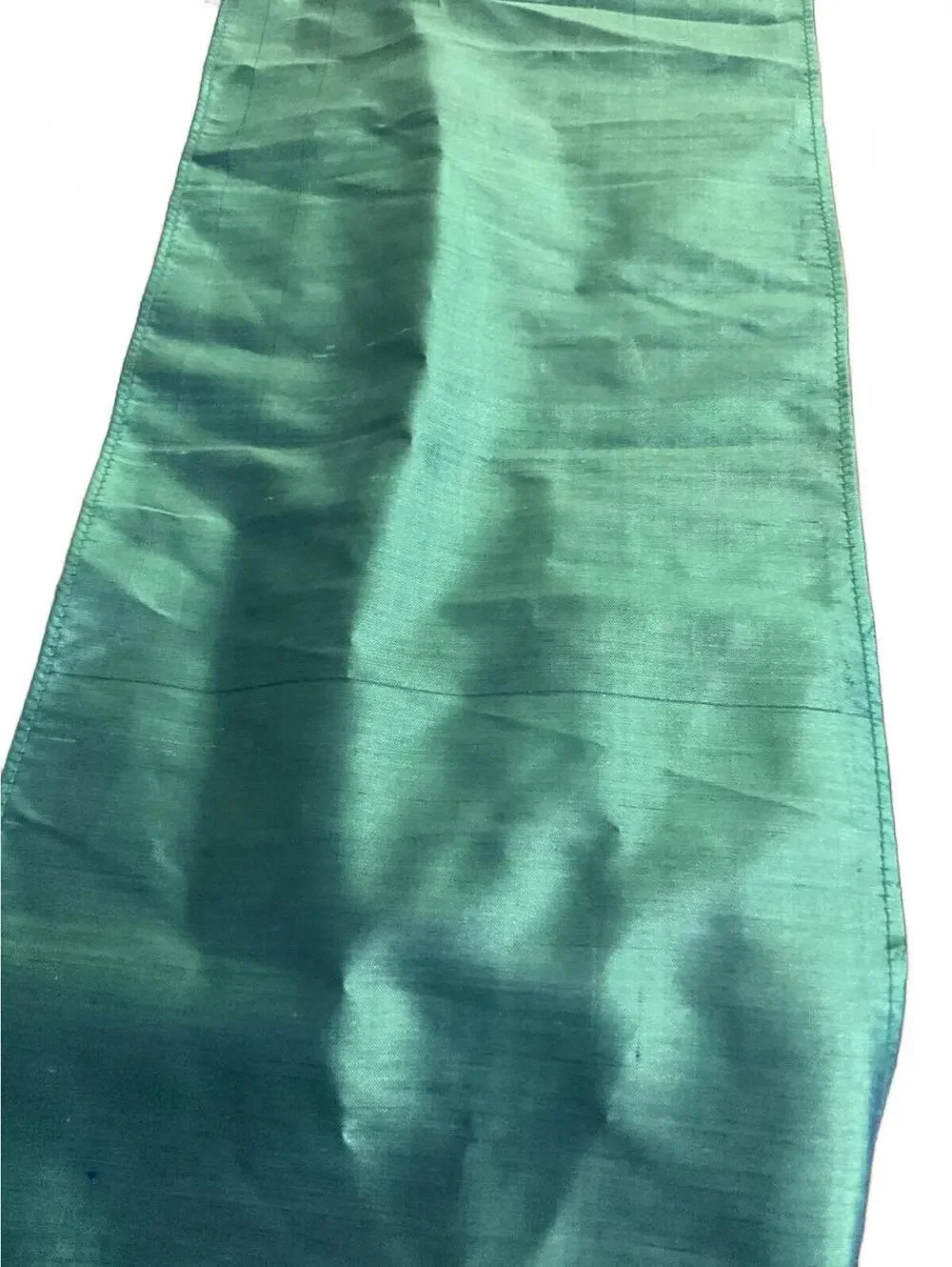 CRC Handcrafted Turquoise Embroidered Silk Scarf /Beaded Fringe